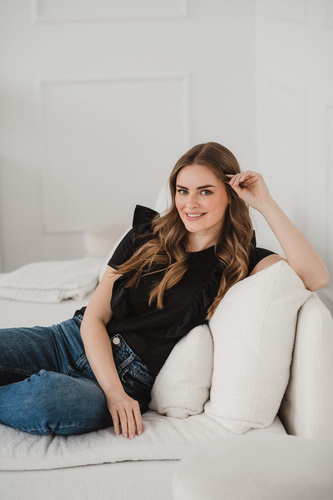 Bluzka do karmienia Milky Waves z krótkim rękawem Milk&Love czarny