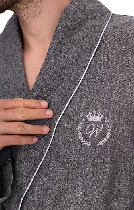 Szlafrok Zeus 2532 L&L – męski, długi, bawełniany, z kieszeniami