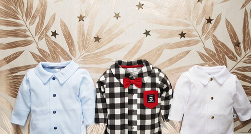 045Z Little Gentleman Body koszulowe z długim rękawem Marija - biały złote napki