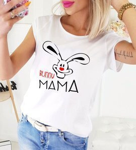 "BUNNY MAMA" Bluzka dla mamy Moocha biały