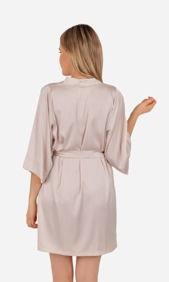 Szlafrok damski satynowy Liza ByShelly - beżowy