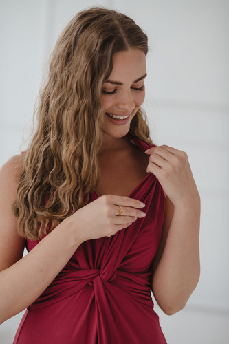 Sukienka ciążowa i do karmienia krótki rękaw Loop maxi Milk&Love bordowy