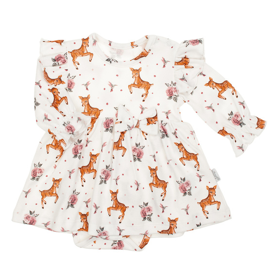 Sukienko-body dziewczęce 216159 Lala Nicol – bawełna, długi rękaw, falbanki