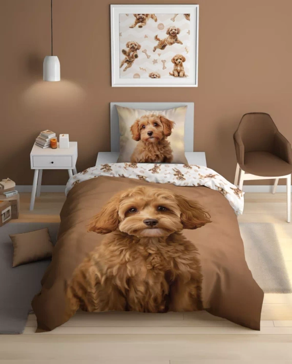 Pościel bawełniana świecąca w ciemności 5421 A Rudy Piesek Detexpol