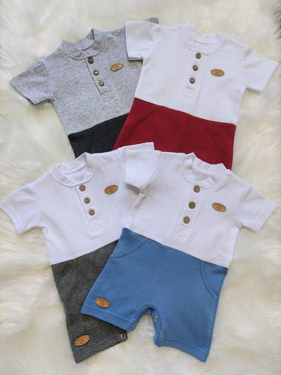 Rampers pajac letni "Mieszko" Bambarillo szary-grafitowy