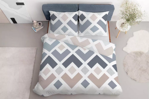 Pościel z mikrofibry geometria 5026 A Detexpol niebieski