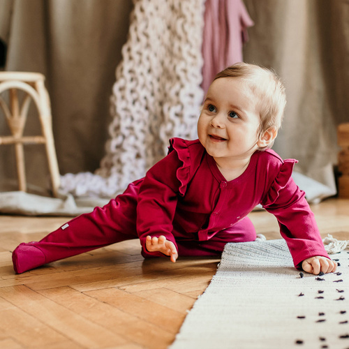 Pajac niemowlęcy ze stópkami Bloom Eevi - bordowy