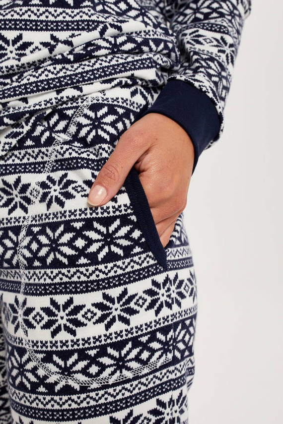 Piżama Damska długi rękaw, długie spodnie Alaska Italian Fashion - druk/granatowy