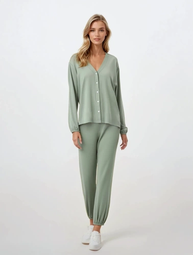 Piżama rozpinana Pure Harmony Momenti Per Me mint