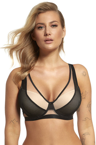 Biustonosz push-up 2350 Lupoline - czarny beżowy