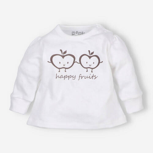 Bluzka z bawełny organicznej  Happy Apples Nini ecru