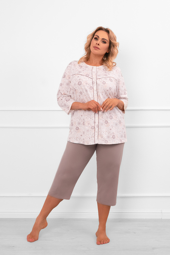 Damska piżama Galea – komplet bawełniany, koszulka i spodnie 3/4 Italian Fashion 