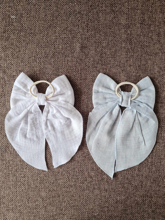 Lniana kokarda do włosów KGN16 Marija - błękit