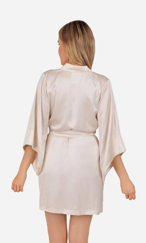 Szlafrok damski satynowy Ofelie ByShelly - beżowy