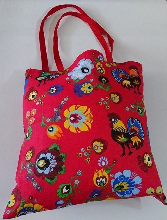 Torba bawełniana na zakupy Kwiatki wzór serwetki szary