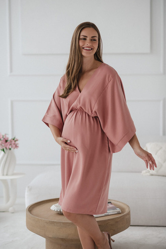 Elegancka sukienka Mama Zen do karmienia i na ciążę – Tencel Herbal Rose