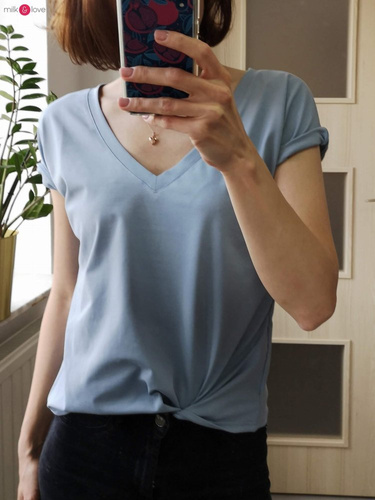 Bluzka ciążowa i do karmienia z krótkim rękawem Two Ways Milk&Love błękitny