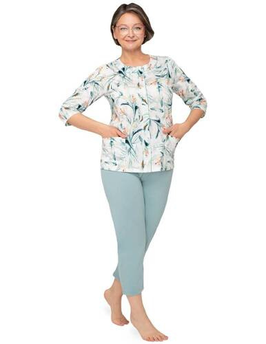 Piżama damska 201 Maria II Martel  bały turkusowy 24