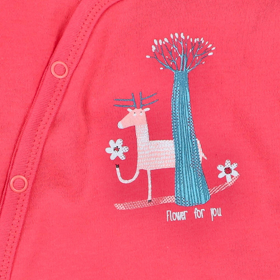 Body kopertowe z bawełny organicznej Kolorowy Las Nini malinowy