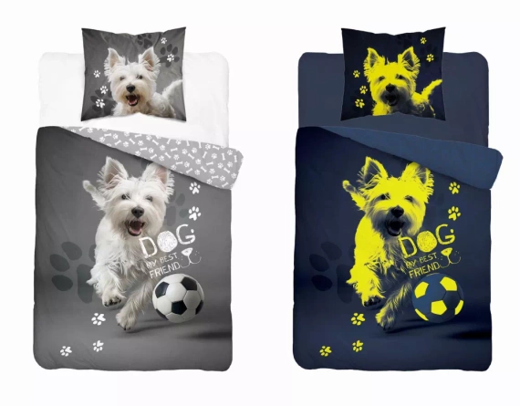 Pościel bawełniana świecąca w ciemności Pies piłka Detexpol