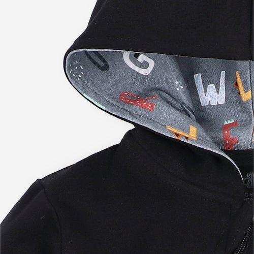 Bluza dresowa z kapturem z bawełny organicznej Alfabet Nini czarny