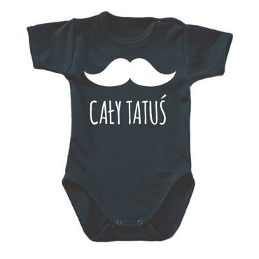 Body krótki rękaw "CAŁY TATUŚ" Moocha czarny