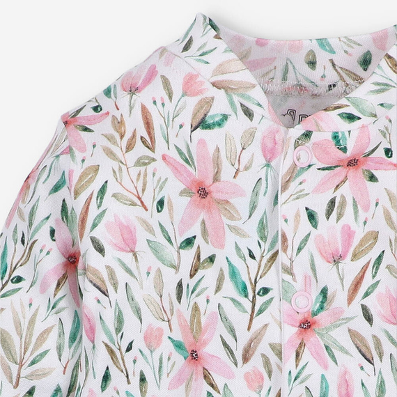 Pajacyk z bawełny organicznej Pink Flowers Nini