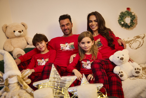 Cornette Winter 115/289 – męska piżama świąteczna czerwona, bawełna, długi rękaw