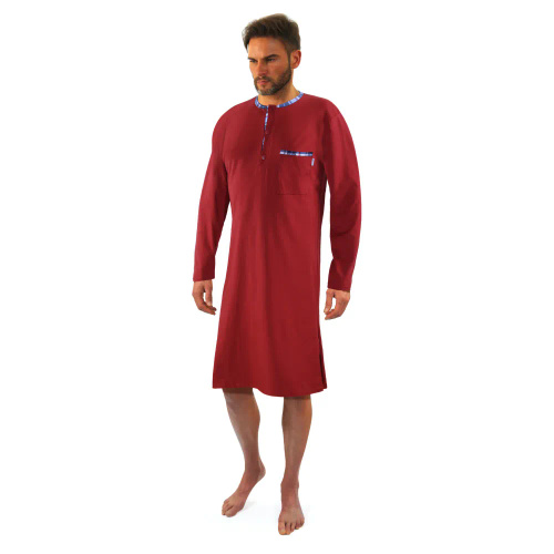 Koszula męska z szlafmycą 3113 Sesto Senso bordowy 