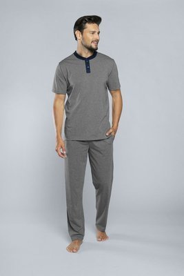 Piżama Męska krótki rękaw, długie spodnie Profit Italian Fashion- śr.melanż
