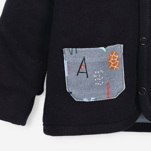 Kurtka niemowlęca  z bawełny organicznej Alfabet Nini czarny