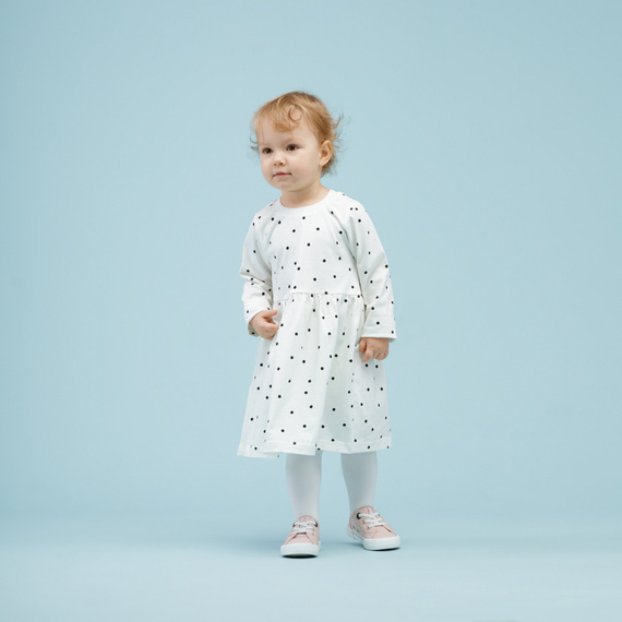 Sukienka z długim rękawem Tres Bien Pinokio - ecru groszki