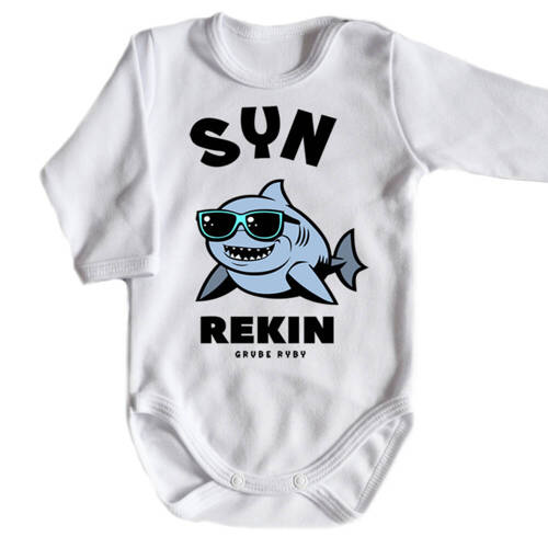 Body długi rękaw "REKINY grube ryby" Moocha biały