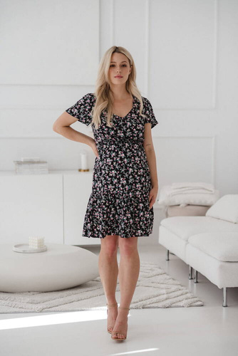 Sukienka ciążowa i do karmienia Lovely Dress Milk&Love granat w różyczki