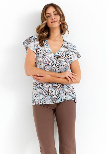 Piżama damska 483 Cana - niebieski czekoladowy