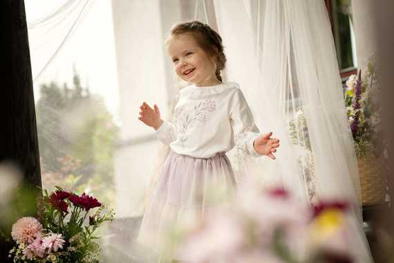 Bluzk dziewczęca z długim rękawem Charlotte Pinokio - ecru