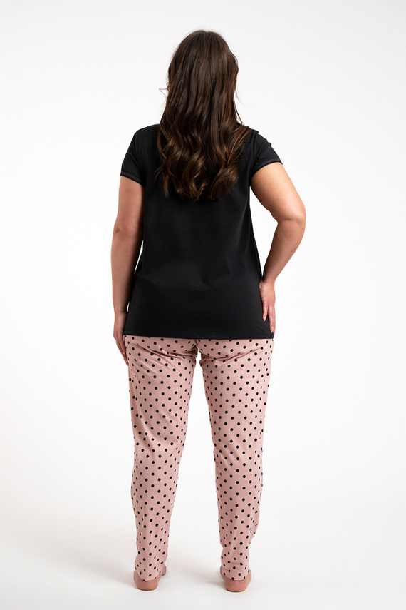 Piżama Damska krótki rękaw, długie spodnie Buscato Italian Fashion- czarny/druk