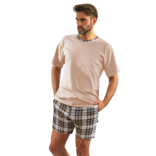 Piżama męska krótki rękaw 2576/53 Sesto Senso beżowy