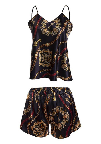 Piżama Damska Satynowa DK-KK DKaren - czarny 18