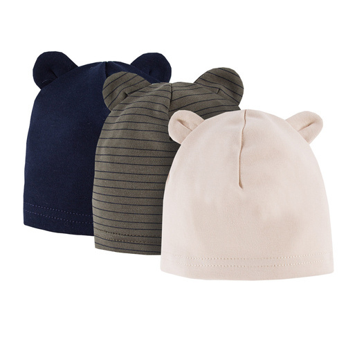 Czapka niemowlęca z uszkami 3-pak Good Day Eevi - granatowy/zielony/beżowy