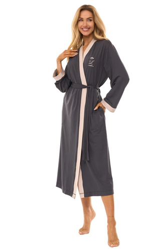 Długi Szlafrok Damski 2505 L&L grafit