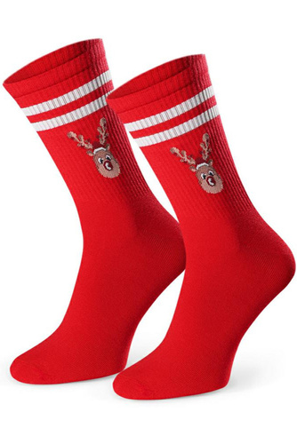 Steven Art.136 czerwony 152– męskie skarpety świąteczne, kolorowe wzory, bawełniane