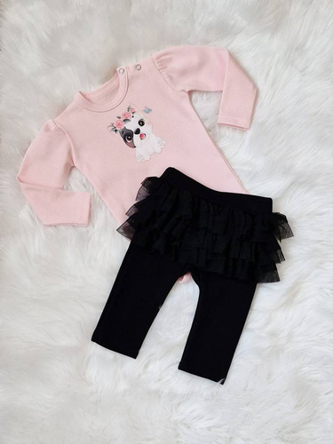 Body z długim rękawem Puppy Bambarillo pudrowy róż 