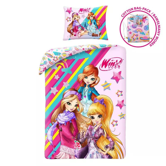  Pościel bawełniana Winx czarodzeijki + worek bawełniany Halantex 
