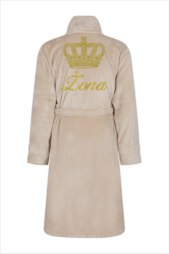 Szlafrok damski polarowy Żona + Korona ByShelly - beżowy/złoty