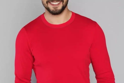 Piżama Męska długi rękaw, długie spodnie Narwik Italian Fashion - czerwony/druk