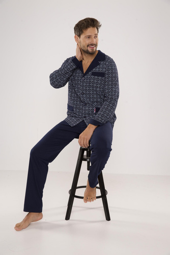 538 Carlo Piżama Męska De lafense - granat+kwadrat