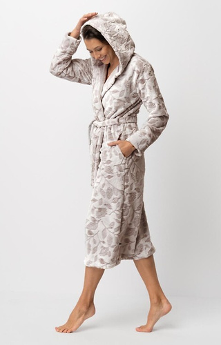 Key LGL 545 szlafrok damski – kaptur, kieszenie, miękka dzianina