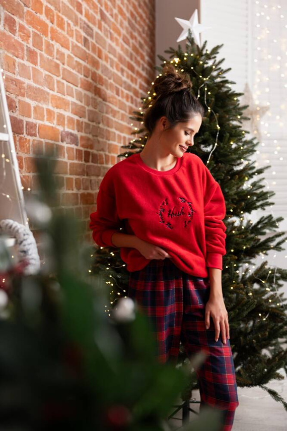 Piżama damska Cordelia Sensis -granatowy-czerwony