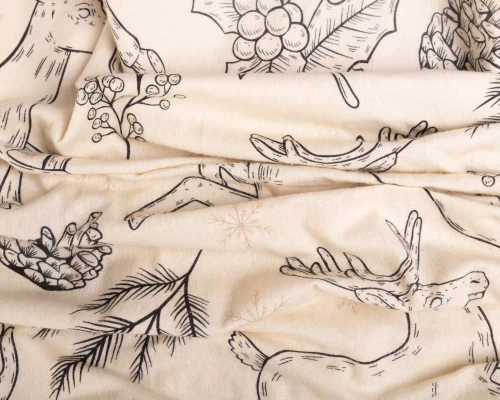 Pościel flanelowa świąteczna renifery F-86 Matex kremowy